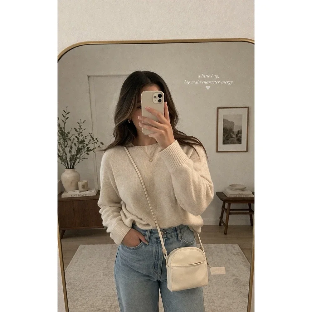 Coach Vintage Shoulder Bag Bone Cream Leather ABBIE ZIP Boho Purse Old Money